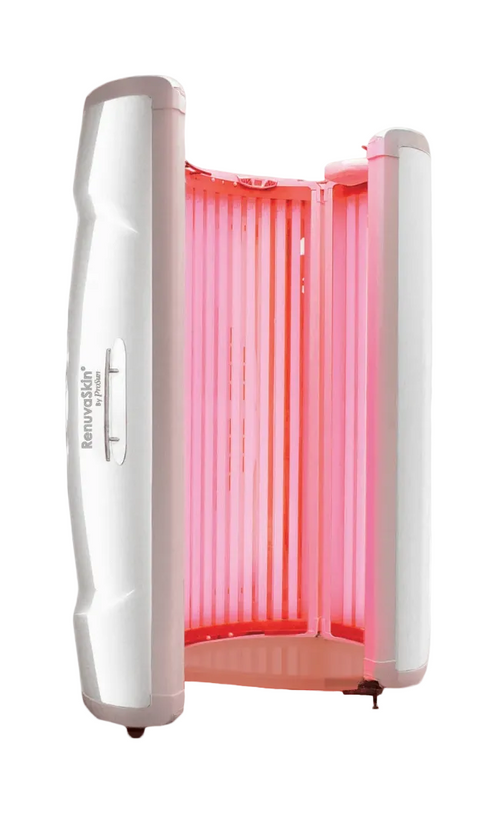 RenuvaSkin S420 Red Light Therapy Booth | 360 Degree Coverage, 633nm Wavelength, Compact and Efficient Design