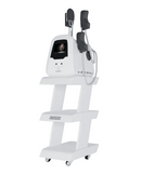 White medical device on a stand with a screen and controls on a white background