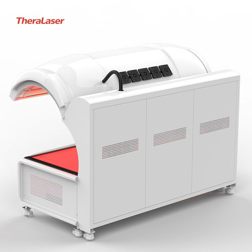 Rear view of the TheraLaser chamber showing the heavy-duty cooling fans and ventilation system designed for continuous professional use.