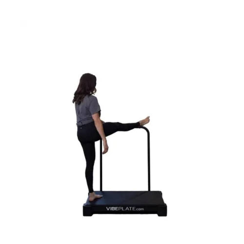 Perform standing stretches with added balance and confidence using the VibePlate Balance Bar.