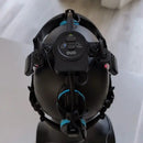 A Vielight Neuro Duo brain photobiomodulation device including the adjustable headset with LED modules, the intranasal applicator, and the handheld controller on a white background.