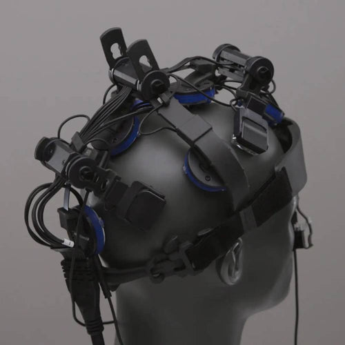 Back view of the Neuro Pro 2 headset, showcasing the modularity and professional black finish of the photobiomodulation hardware.