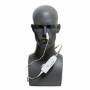 A Vielight photobiomodulation device displayed on a mannequin, showing the white intranasal applicator clipped to the nose and the thymus gland module positioned on the upper chest for immune system stimulation.